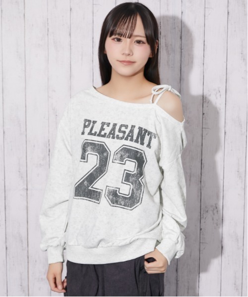 GORGE(ゴージ)の「ラメ裏毛 ワンショルダーナンバーロゴトップス|全4色(Tシャツ/カットソー・レディース・オフホワイト/ピンク/ブラック/ネイビー・F)」の19枚目の写真
