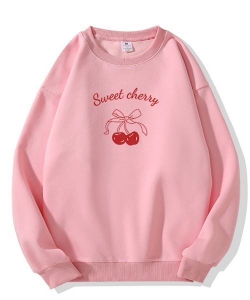 Ritzy(リッツィー)の「チェリー×リボン柄・スウエット(スウェット・レディース・ライトグレー/ピンク・MEDIUM/LARGE)」の2枚目の写真