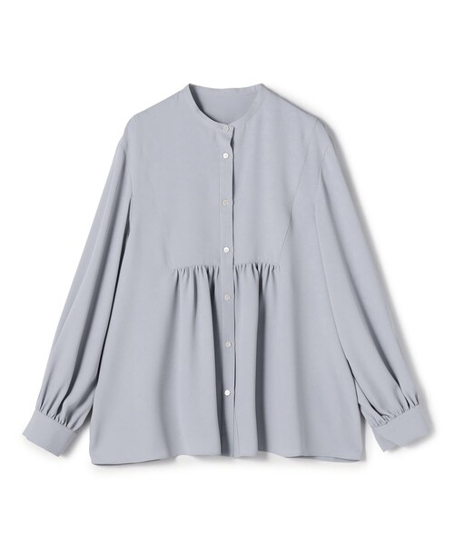 BALLSEY(ボールジィ)の「パウダリージョーゼット ヨークギャザーブラウス(シャツ/ブラウス・レディース・ホワイト/チャコールグレー/ライトブルー・36)」の1枚目の写真