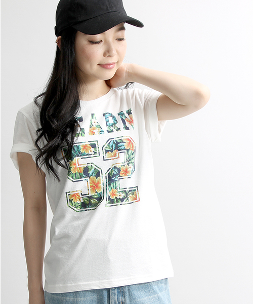 WEGO(ウィゴー)の「WEGO/フラワーTシャツ(Tシャツ/カットソー・レディース・ネイビー/ホワイト・FREE)」の2枚目の写真