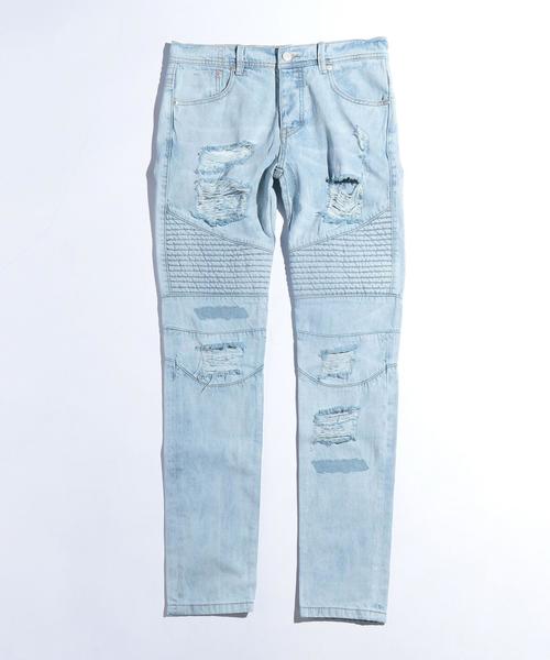 STAMPD(スタンプド)の「<STAMPD(スタンプド)> MOTO REPAIRD DNM/デニムパンツ(デニムパンツ・メンズ・コバルトブルー/ダークグレー・28inch/30inch/32inch)」の1枚目の写真