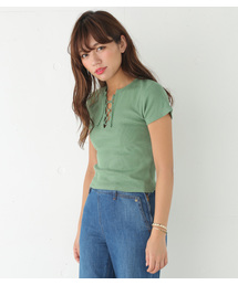 SLY | LACE UP テレコT/SH(Tシャツ/カットソー)