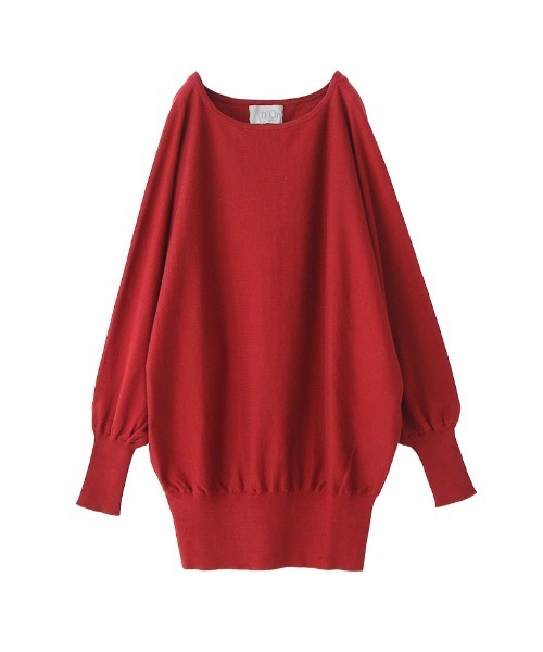 osharewalker（オシャレウォーカー）の「『ボートネックドルマンコットンニット』（ニット/セーター・レディース・レッド/ネイビー/アイボリー/ブラック/ライトベージュ/カーキ/グリーン/チャコールグレー/ターメリック/マジェンタ/ロイヤルブルー/グレー系その他/ブルー系その他/ワイン/オレンジ系その他/テラコッタ/オリーブ/ブルー系その他2/コーラルピンク/杢グレー/ブラウン/ネイビー系/パープル・FREE）」の20枚目の写真