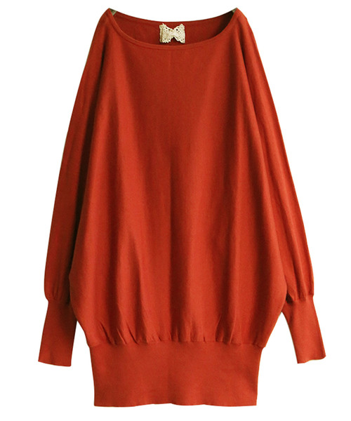 osharewalker（オシャレウォーカー）の「『ボートネックドルマンコットンニット』（ニット/セーター・レディース・レッド/ネイビー/アイボリー/ブラック/ライトベージュ/カーキ/グリーン/チャコールグレー/ターメリック/マジェンタ/ロイヤルブルー/グレー系その他/ブルー系その他/ワイン/オレンジ系その他/テラコッタ/オリーブ/ブルー系その他2/コーラルピンク/杢グレー/ブラウン/ネイビー系/パープル・FREE）」の7枚目の写真