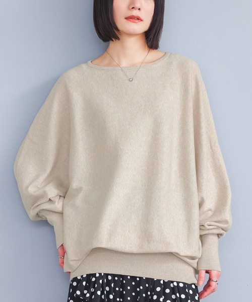 osharewalker(オシャレウォーカー)の「ボートネックドルマンコットンニット(ニット/セーター・レディース・レッド/ネイビー/アイボリー/ブラック/ライトベージュ/カーキ/グリーン/チャコールグレー/ターメリック/マジェンタ/ロイヤルブルー/グレー系その他/ブルー系その他/ワイン/オレンジ系その他/テラコッタ/オリーブ/ブルー系その他2/コーラルピンク/杢グレー/ブラウン/ネイビー系/パープル/ベージュ系/オレンジ系/グレイッシュブルー/ライトイエロー・FREE)」の9枚目の写真