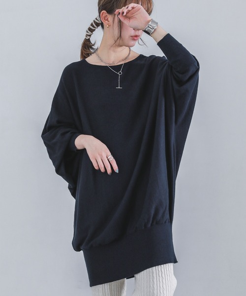 osharewalker（オシャレウォーカー）の「『ボートネックドルマンコットンニット』（ニット/セーター・レディース・レッド/ネイビー/アイボリー/ブラック/ライトベージュ/カーキ/グリーン/チャコールグレー/ターメリック/マジェンタ/ロイヤルブルー/グレー系その他/ブルー系その他/ワイン/オレンジ系その他/テラコッタ/オリーブ/ブルー系その他2/コーラルピンク/杢グレー/ブラウン/ネイビー系/パープル・FREE）」の16枚目の写真