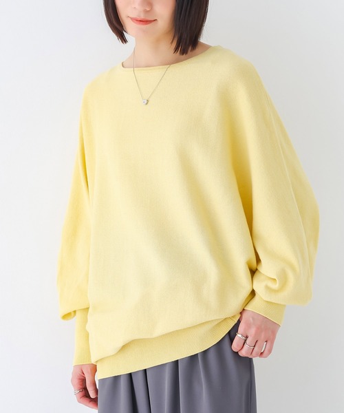 osharewalker(オシャレウォーカー)の「ボートネックドルマンコットンニット(ニット/セーター・レディース・レッド/ネイビー/アイボリー/ブラック/ライトベージュ/カーキ/グリーン/チャコールグレー/ターメリック/マジェンタ/ロイヤルブルー/グレー系その他/ブルー系その他/ワイン/オレンジ系その他/テラコッタ/オリーブ/ブルー系その他2/コーラルピンク/杢グレー/ブラウン/ネイビー系/パープル/ベージュ系/オレンジ系/グレイッシュブルー/ライトイエロー・FREE)」の20枚目の写真