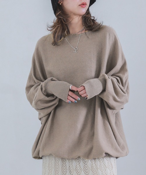 osharewalker（オシャレウォーカー）の「『ボートネックドルマンコットンニット』（ニット/セーター・レディース・レッド/ネイビー/アイボリー/ブラック/ライトベージュ/カーキ/グリーン/チャコールグレー/ターメリック/マジェンタ/ロイヤルブルー/グレー系その他/ブルー系その他/ワイン/オレンジ系その他/テラコッタ/オリーブ/ブルー系その他2/コーラルピンク/杢グレー/ブラウン/ネイビー系/パープル・FREE）」の8枚目の写真