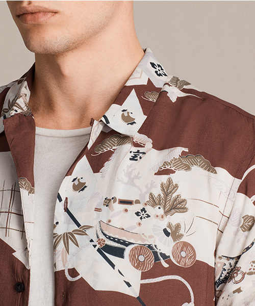 ALLSAINTS（オールセインツ）の「【本日セール終了】OLOKU SS SHIRT（シャツ/ブラウス・メンズ・ボルドー・SMALL/MEDIUM/X-SMALL/LARGE）」の2枚目の写真