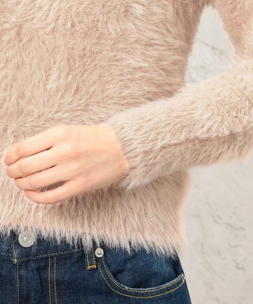 green label relaxing（グリーンレーベルリラクシング）の「CF フェザーヤーン Vネック ニット ◆（ニット/セーター・レディース・オリーブ/ライトグレー/ライトピンク・FREE）」の9枚目の写真