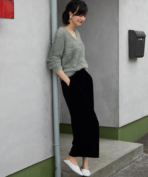 green label relaxing（グリーンレーベルリラクシング）の「CF フェザーヤーン Vネック ニット ◆（ニット/セーター・レディース・オリーブ/ライトグレー/ライトピンク・FREE）」の15枚目の写真