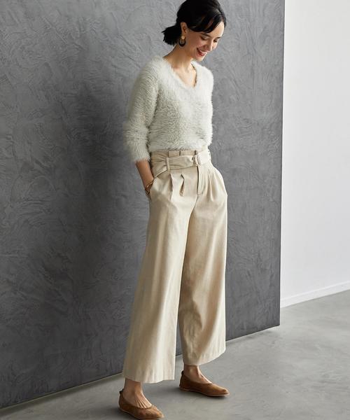 green label relaxing（グリーンレーベルリラクシング）の「CF フェザーヤーン Vネック ニット ◆（ニット/セーター・レディース・オリーブ/ライトグレー/ライトピンク・FREE）」の17枚目の写真