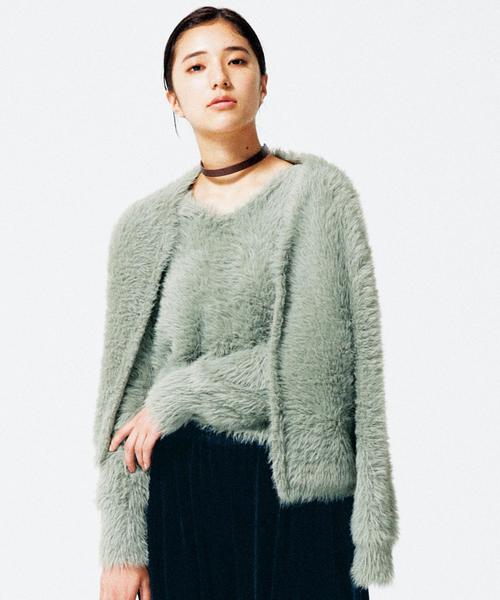 green label relaxing（グリーンレーベルリラクシング）の「CF フェザーヤーン Vネック ニット ◆（ニット/セーター・レディース・オリーブ/ライトグレー/ライトピンク・FREE）」の18枚目の写真