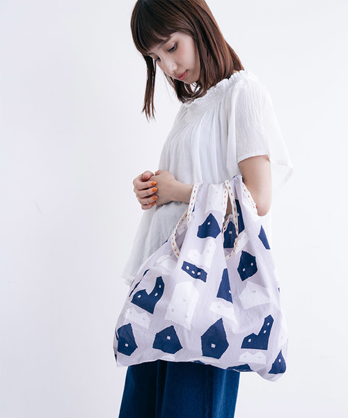 MERLOT（メルロー）の「インド綿おうち柄バッグ4937（トートバッグ・レディース・ベージュ/グレー・FREE）」の6枚目の写真