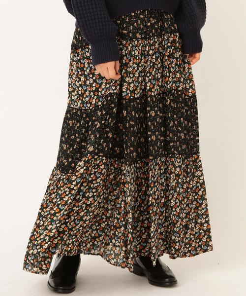 Another Edition（アナザーエディション）の「フラワーPRTマキシSK ◆（スカート・レディース・オフホワイト/ブラック・FREE）」の2枚目の写真