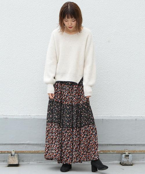 Another Edition（アナザーエディション）の「フラワーPRTマキシSK ◆（スカート・レディース・オフホワイト/ブラック・FREE）」の13枚目の写真