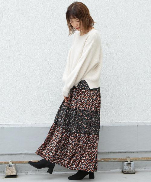 Another Edition（アナザーエディション）の「フラワーPRTマキシSK ◆（スカート・レディース・オフホワイト/ブラック・FREE）」の14枚目の写真