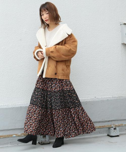 Another Edition（アナザーエディション）の「フラワーPRTマキシSK ◆（スカート・レディース・オフホワイト/ブラック・FREE）」の15枚目の写真