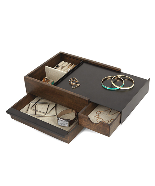 収納 Umbra/ストーイット ジュエリーボックス ブラック×ウォルナット レディース メンズ アンブラ ムーナストレージボックス ブラック 21014748048