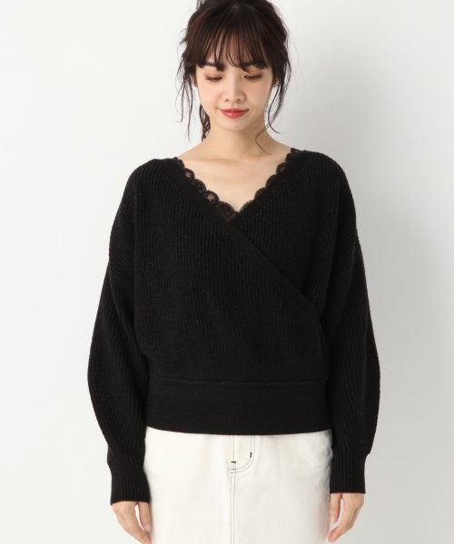 A part by（アパートバイ）の「【洗濯機で洗える】5GCAラメカシュクールPO 780418（ニット/セーター・レディース・ホワイト/ブラック/ベージュ・FREE）」の9枚目の写真