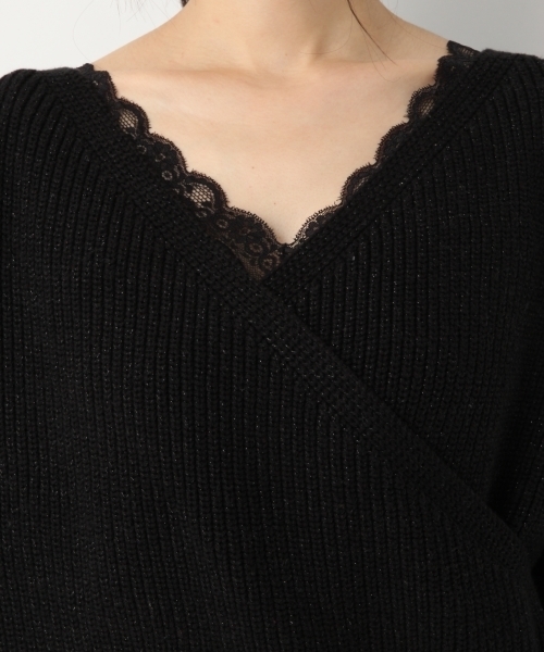 A part by（アパートバイ）の「【洗濯機で洗える】5GCAラメカシュクールPO 780418（ニット/セーター・レディース・ホワイト/ブラック/ベージュ・FREE）」の12枚目の写真