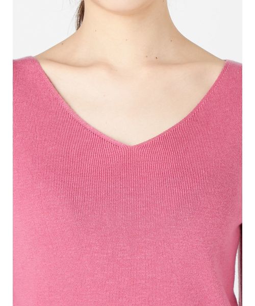 MERCURYDUO（マーキュリーデュオ）の「袖フレアリボン付Vネックニット（ニット/セーター・レディース・ブラック/グレー/オフホワイト/ベビーピンク・FREE）」の8枚目の写真