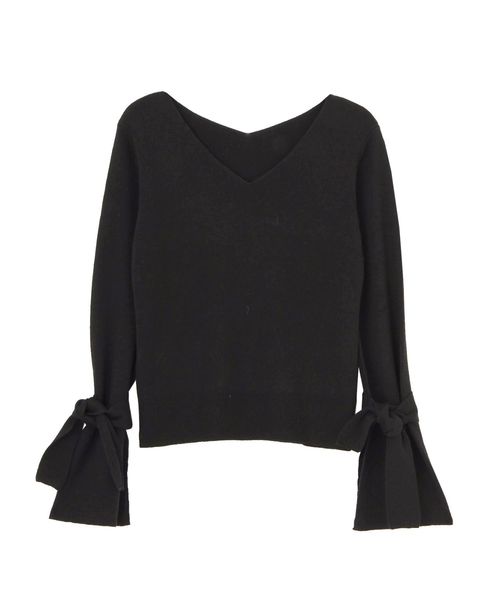 MERCURYDUO（マーキュリーデュオ）の「袖フレアリボン付Vネックニット（ニット/セーター・レディース・ブラック/グレー/オフホワイト/ベビーピンク・FREE）」の13枚目の写真