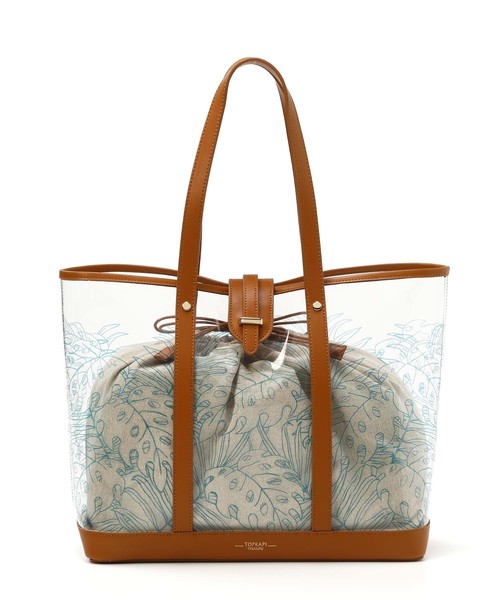 TOPKAPI（トプカピ）の「レザーコンビ・ビニールトートバッグ（トートバッグ・レディース・ブラック/キャメル・FREE）」の2枚目の写真