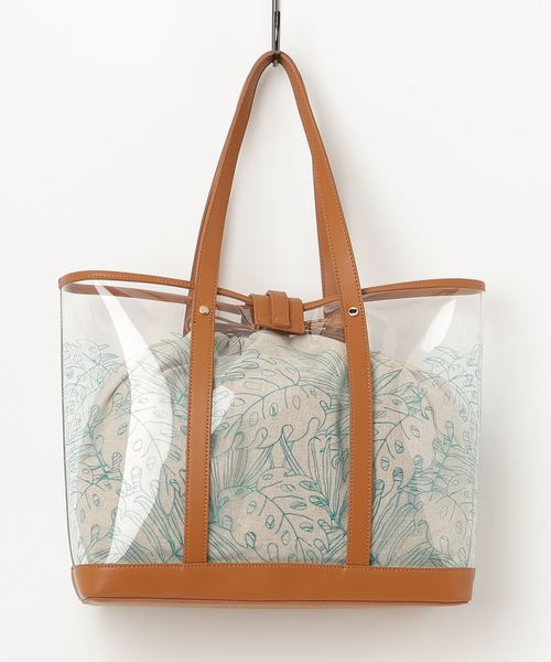 TOPKAPI（トプカピ）の「レザーコンビ・ビニールトートバッグ（トートバッグ・レディース・ブラック/キャメル・FREE）」の3枚目の写真