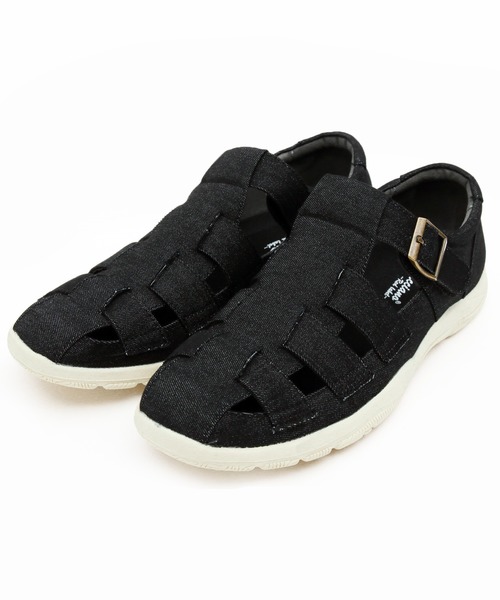 ８(eight)（エイト）の「グラディエーター サンダル デニム PUレザー（サンダル・メンズ・ブラック/ネイビー・26.5cm/28.0cm/25.0cm/25.5cm/26.0cm/27.0cm）」の2枚目の写真