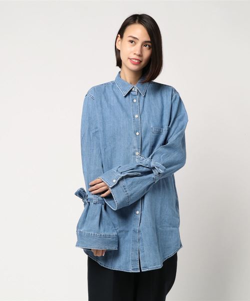 Levi's Made & Crafted(リーバイスメイドアンドクラフテッド)の「LEVI'S(R) MADE & CRAFTED(R) ハイスタンダードシャツ ライトインディゴブルー WASHED & WORN(シャツ/ブラウス・レディース・ライトインディゴブルー・X-SMALL/SMALL)」の7枚目の写真