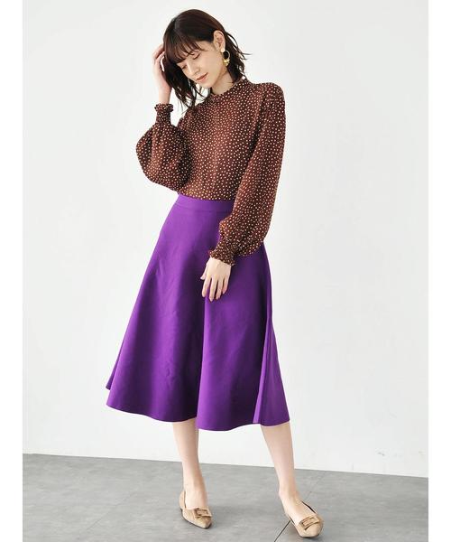 YECCA VECCA（イェッカヴェッカ）の「フレアニットスカート（スカート・レディース・ブラック/パープル/アイボリー/キャメル・FREE）」の16枚目の写真