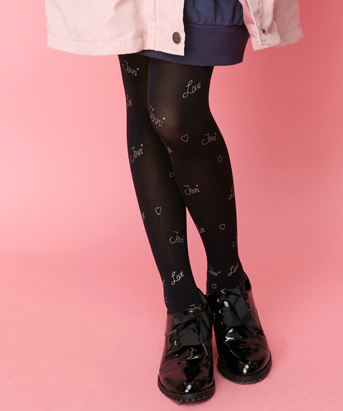 JENNI love(ジェニィラブ)の「80D総柄タイツ(タイツ/ストッキング・キッズ・ブラック/グレー・130cm/150cm)」の2枚目の写真