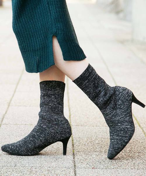 KOBE LETTUCE（コウベレタス）の「［ピンヒール/チャンキーヒール］選べる2Typeソックスブーツ＊レディース/シューズ/ポインテッドトゥ[I1658]神戸レタス（ブーツ・レディース・ブラック/ブラック系その他/ブラック系その他2/ブラック系その他3・LL/S/M/L）」の2枚目の写真