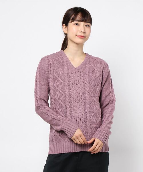 セール】【Bl】【Bling Leads】ケーブルVニット（ニット/セーター