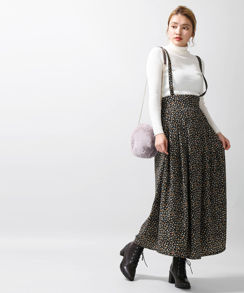 WEGO(ウィゴー)の「WEGO/サスペンダー付きフラワーロングスカート(スカート・レディース・ブラック/ワイン・FREE)」の11枚目の写真