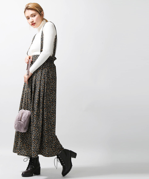 WEGO(ウィゴー)の「WEGO/サスペンダー付きフラワーロングスカート(スカート・レディース・ブラック/ワイン・FREE)」の10枚目の写真