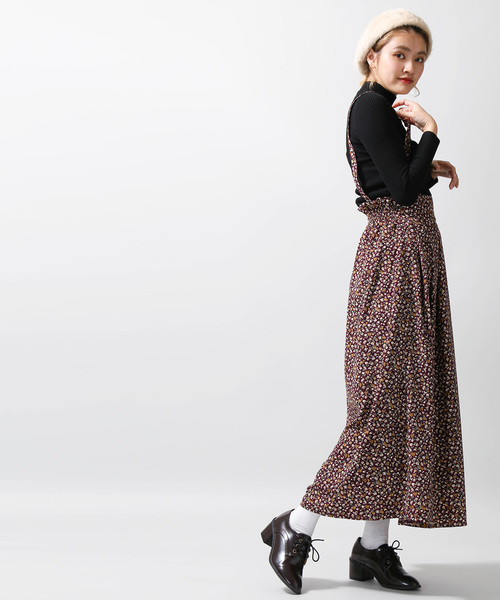 WEGO(ウィゴー)の「WEGO/サスペンダー付きフラワーロングスカート(スカート・レディース・ブラック/ワイン・FREE)」の8枚目の写真