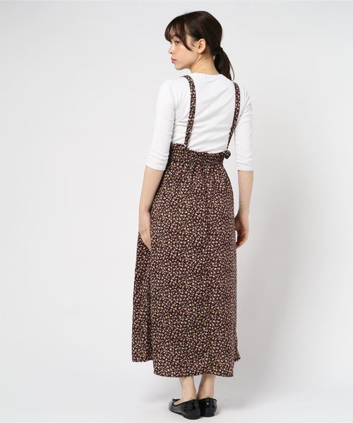 WEGO(ウィゴー)の「WEGO/サスペンダー付きフラワーロングスカート(スカート・レディース・ブラック/ワイン・FREE)」の5枚目の写真