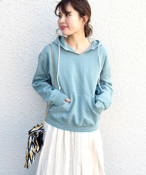 Khaju（カージュ）の「【別注】FRUITS OF THE LOOM:フードパーカー◇（パーカー・レディース・オフホワイト/ライトグレー/ライトグリーン/ラベンダー・ONE SIZE）」の10枚目の写真