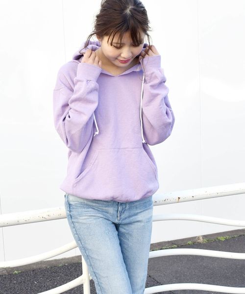 Khaju（カージュ）の「【別注】FRUITS OF THE LOOM:フードパーカー◇（パーカー・レディース・オフホワイト/ライトグレー/ライトグリーン/ラベンダー・ONE SIZE）」の13枚目の写真