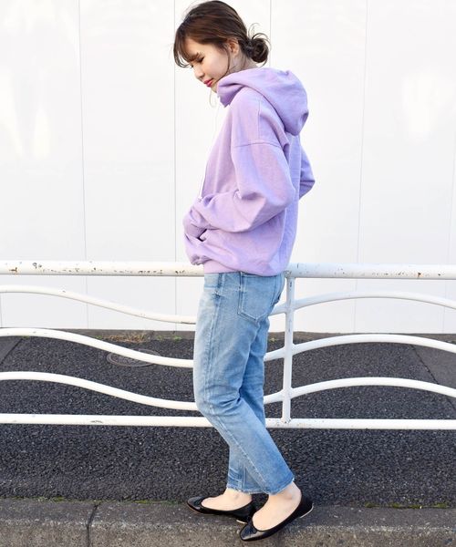 Khaju（カージュ）の「【別注】FRUITS OF THE LOOM:フードパーカー◇（パーカー・レディース・オフホワイト/ライトグレー/ライトグリーン/ラベンダー・ONE SIZE）」の14枚目の写真