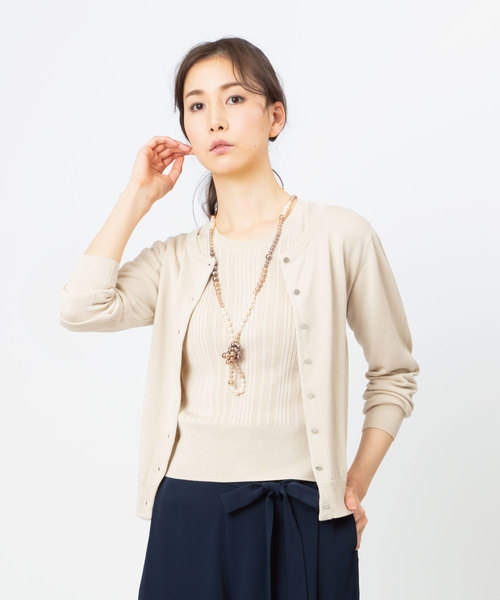 JETSET SOLO PLUS （ジェットセットソロプラス）の「イレリブクルーカーディガン（カーディガン/ボレロ・レディース・イエロー/グリーン/グレイッシュベージュ/コーラルピンク・FREE）」の2枚目の写真