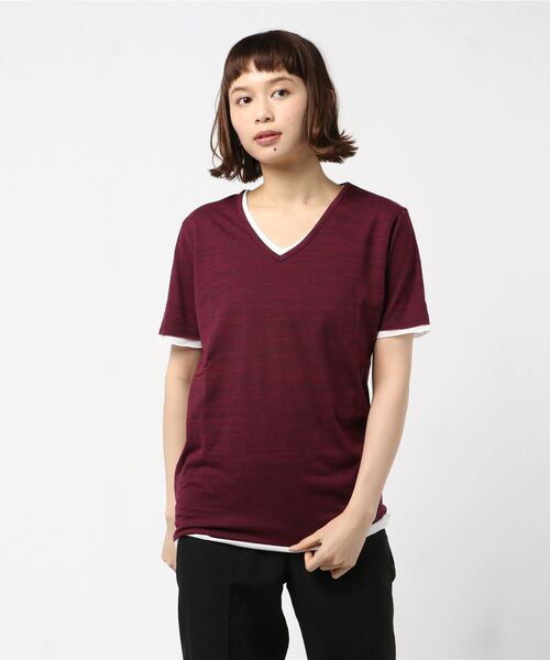 Bling Leads(ブリングリーズ)の「【Bl】アンサンブルVネック半袖Tシャツ(Tシャツ/カットソー・レディース・ホワイト/ブラック/グレー/ネイビー/ワインレッド・MEDIUM/LARGE/X-LARGE)」の5枚目の写真