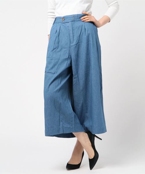 EVLOVE(イヴロヴ)の「チノ/デニムワイドパンツ(チノパンツ・レディース・ベージュ/ブルー/カーキ/ネイビー/サックスブルー・15号/17号/13号)」の11枚目の写真