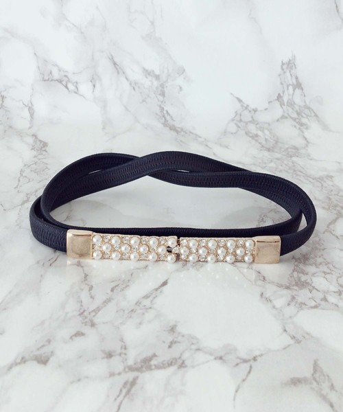 Cupid Heart（キューピッドハート）の「【Cupid Heart】結婚式ベルト スクエアモチーフベルト（ベルト・レディース・ブラック/ベージュ/ネイビー/ワインレッド・MEDIUM）」の3枚目の写真