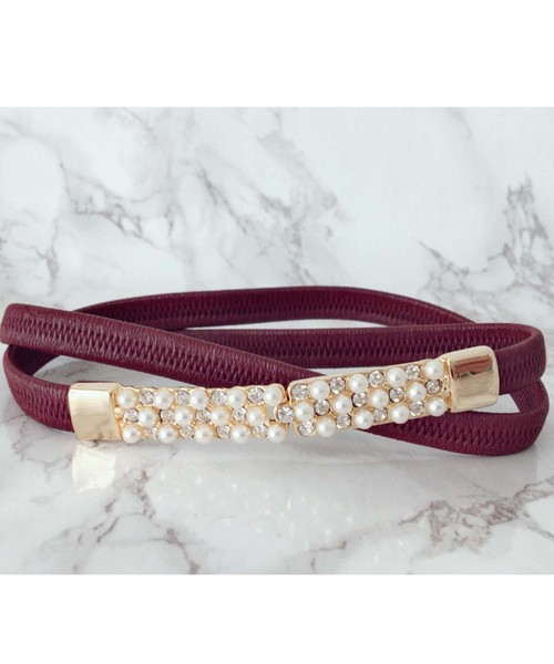 Cupid Heart（キューピッドハート）の「【Cupid Heart】結婚式ベルト スクエアモチーフベルト（ベルト・レディース・ブラック/ベージュ/ネイビー/ワインレッド・MEDIUM）」の4枚目の写真