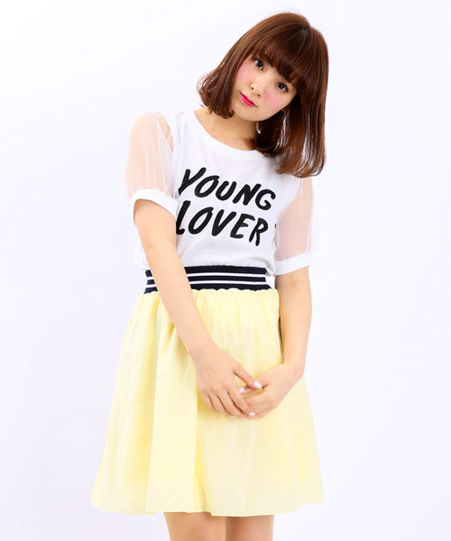 WEGO（ウィゴー）の「WEGO/オーガンジースリーブカットソー（Tシャツ/カットソー・レディース・ライトイエロー/オフホワイト/杢グレー/ライトパープル・FREE）」の2枚目の写真