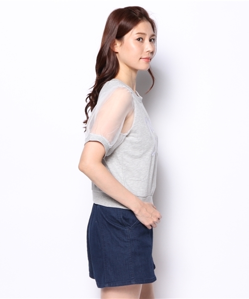 WEGO（ウィゴー）の「WEGO/オーガンジースリーブカットソー（Tシャツ/カットソー・レディース・ライトイエロー/オフホワイト/杢グレー/ライトパープル・FREE）」の9枚目の写真