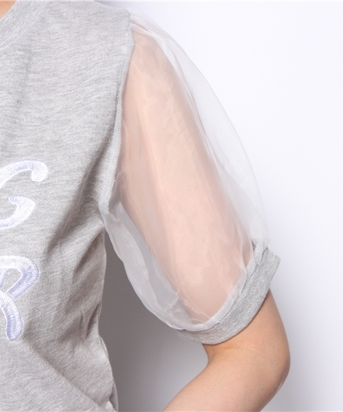 WEGO（ウィゴー）の「WEGO/オーガンジースリーブカットソー（Tシャツ/カットソー・レディース・ライトイエロー/オフホワイト/杢グレー/ライトパープル・FREE）」の5枚目の写真